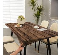 1 pièce Nappe à bord élastique, Nappe de table à texture vintage, Convient pour table à manger, table de café, Texture naturelle, Rehausse la décoration intérieure, Terrasse extérieure, Accessoire de 