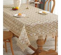 1 pièce Nappe à double couche 100% polyester avec dentelle brodée et paillettes, carrée/rectangulaire, décoration de table de cuisine/salle à manger/bureau/réunion, intérieur/extérieur, décorations de