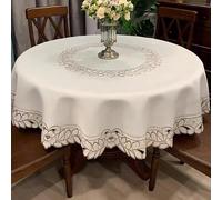 1 pièce Nappe à motif floral, nappe ronde moderne en polyester brodé résistante à la chaleur et à la poussière avec découpe ajourée, convient aux tables rondes, tables basses, décoration quotidienne, 