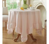 1 pièce Nappe avec décoration de bord à volants, tissu en polyester, motif à carreaux bicolore rose clair, nappe rectangulaire/carrée, convient pour la décoration de table de salle à manger et de salo