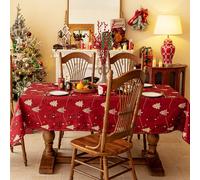 1 pièce Nappe de table de Noël rouge, nappe rectangulaire, imprimé sapin de Noël, lavable, convient pour table de chevet, table basse, buffet, décoration de maison, décoration de pièce, nappe de fête