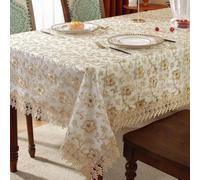 1 pièce Nappe de table en dentelle 100% polyester avec fil doré brodé, nappe décorative pour la cuisine, la salle à manger, le bureau, la maison, les fêtes, les mariages 150*150,60*60,90*90,130*130,13