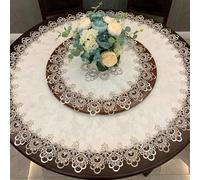 1 pièce Nappe de table en dentelle brodée moderne, nappe de table ronde en jacquard en polyester résistante à la chaleur et à la poussière, convient pour une table ronde, usage domestique quotidien et