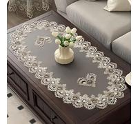 1 pièce Nappe de table en forme ovale en dentelle et filet, en fibre de polyester, style européen, résistante à la chaleur et anti-poussière, convient pour table à manger, table de café, fête quotidie