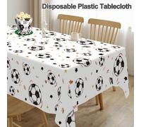 1 pièce Nappe de table en plastique football, 183x137cm Nappe rectangulaire jetable avec motif vibrant de football et d'étoiles, Nappe de table pour fête de football, Fournitures pour fête d'anniversa