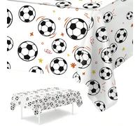 1 pièce Nappe de table thème football 130*220cm, motif de football noir et blanc, nappe de table jetable imperméable, parfaite pour l'anniversaire, la fête, la décoration de la maison. Convient égalem