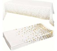 1 pièce Nappe en plastique jetable blanche avec motifs de points dorés, Nappe de table en plastique, Décorations de fête 137*274,3 piècesGéométriquePEVA