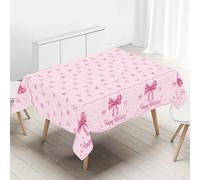 1 pièce Nappe en plastique rose avec nœud, 130*220cm Nappe jetable rectangulaire, convient pour les anniversaires, la cuisine, les mariages, les fêtes à thème princesse, les rassemblements intérieurs/