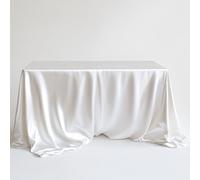 1 pièce Nappe en satin blanc, résistante aux plis et aux taches, lavable - Convient pour la maison, le mariage, la fête, le café, le pique-nique, forme rectangulaire, plusieurs tailles disponibles, dé