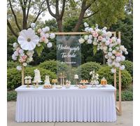 1 pièce Nappe en spandex blanc, résistante aux plis et lavable, convient aux tables à manger rectangulaires, housse de table de patio élastique, idéale pour les mariages, les banquets, les fêtes, Styl