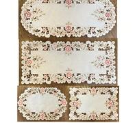 1 pièce Nappe et set de table en broderie florale ajourée, style bohème en polyester brodé fait main, anti-poussière et anti-brûlure. Idéal pour table à manger, table de café, vase, décoration quotidi