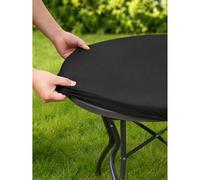 1 pièce-Nappe extensible en spandex noir 6FT, housse de table rectangulaire ajustée pour tables de 72 X 30 pouces, nappe élastique lavable pour salons professionnels, mariages, fêtes et événements en