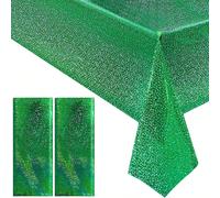 1 pièce Nappe holographique verte, 2 pièces Nappes holographiques rose pâle, Nappes rectangulaires jetables scintillantes vertes 54 po x 108 po, convenant pour un anniversaire, un mariage, un annivers