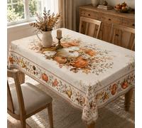 1 pièce Nappe imprimée citrouille aquarelle & feuille d'érable, style bohème mode, tissu polyester, facile d'entretien, plusieurs tailles disponibles, parfait pour la récolte d'automne, Thanksgiving, 