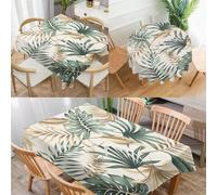 1 pièce Nappe imprimée de feuilles tropicales, nappe rectangulaire/ronde en polyester moderne et imperméable, impression numérique convenant pour le salon, l'usage domestique, les repas en extérieur, 