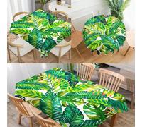 1 pièce Nappe imprimée de feuilles tropicales, nappe rectangulaire/ronde moderne en polyester imperméable, impression numérique convenant pour le salon, le dîner en extérieur, la petite table ronde 14