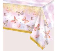 1 pièce Nappe papillon rose et violette - Nappe en plastique, nappe de décoration de fête d'anniversaire thème papillon, nappe de fête thème papillon, chemin de table de décoration de mariage, décorat