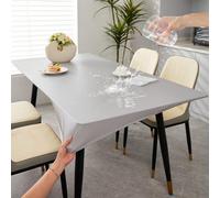 1 pièce Nappe rectangulaire élastique, Nappe imperméable et oléofuge, Matériau en cuir PU élastique gris, Nappe facile à nettoyer, Convient pour la table à manger, la restauration, les fêtes et le jar