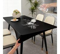 1 pièce Nappe rectangulaire élastique, nappe imperméable et oléofuge, matériau en cuir PU élastique noir, nappe facile à nettoyer, convient pour la table à manger, la restauration, les fêtes et le jar