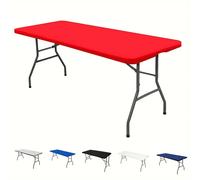 1 pièce Nappe rectangulaire, nappe de table en tissu élastique s'adaptant aux tables pliantes de 6 pieds, housse de table lavable pour pique-nique, camping, intérieur et extérieur 6 PI (30" x 72"),6 p