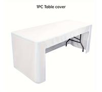 1 pièce Nappe rectangulaire ouverte, Nappe de dessus de table oblongue ouverte anti-taches, Jupe de table lavable en machine à trois côtés, Idéal pour buffet, fête, anniversaire, mariage et événements