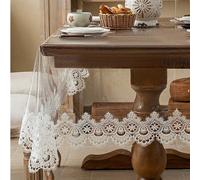 1 pièce Nappe rectangulaire transparente à bordure en dentelle, nappe PVC moderne, convient pour table à manger, table basse, décoration de la maison au quotidien, fête, mariage, vacances 140x180cm,14