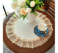 1 pièce Nappe ronde en dentelle brodée 100% polyester, ajourée. Convient pour la cuisine, la salle à manger, le salon, la table de salle à manger ronde, la décoration de la maison, la décoration des f