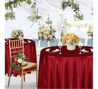 1 pièce Nappe ronde en satin de couleur unie, convient pour les mariages, les fêtes, les banquets 180 cm rond,300 cm rond,140 tours,40*40cm,90 cm rond,220 cm rond,2 pièces - 300 cm rond,270 tours,2 pi