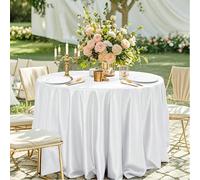 1 pièce Nappe ronde en satin de couleur unie, convient pour les mariages, les fêtes, les dîners et les banquets 180 cm rond,300 cm rond,140 tours,40*40cm,90 cm rond,220 cm rond,2 pièces - 300 cm rond,