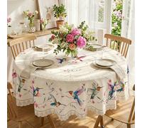 1 pièce Nappe ronde imprimée de colibri vibrant - 100% polyester, imperméable, résistante aux plis, tissée à la machine, motif animal, idéale pour la cuisine, le buffet, les repas en extérieur et la d