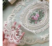 1 pièce Napperon en dentelle vintage, nappe de table en dentelle rétro élégante française, tapis de table brodé fait main, convient pour la décoration de table à manger à la maison, la décoration de f