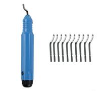 1 pièce NB1100 Kit d'outils d'ébavurage avec 10 lames BS1010, rotatif à 360° pour poignée pour le travail du métal, acier M2 HSS pour acier, aluminium, plastique, outil manuel bleu pour enlever les