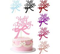 1 pièce Nœud papillon Joyeux anniversaire Cake Topper - Décoration de fête d'anniversaire thème Nœud papillon - Convient pour l'anniversaire, le mariage, la baby shower, la révélation du , les décorat