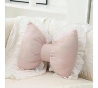 1 pièce Oreiller décoratif avec nœud, coussin d'accent doux et adorable avec nœud, oreiller décoratif à volants et dentelle pour canapé, lit, salon et chambre à coucher, cadeau de la fête des mères po