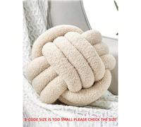 1 pièce Oreiller décoratif en fausse fourrure de couleur unie, tressé à la main en 3 brins, décoration pour canapé, table basse, chambre à coucher, beige L,M,SPolyester