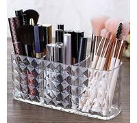 1 pièce Organisateur acrylique haute transparence à 3 compartiments - Rangement anti-poussière et antidérapant pour la vanité/salle de bain pour les tampons de maquillage/cotons-tiges/rouge à lèvres, 