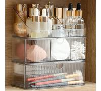 1 pièce/Organisateur de maquillage en acrylique - Étui de rangement et d'organisation pour cosmétiques, maquillage et bijoux - Grand organisateur de maquillage transparent pour coiffeuse, salle de bai