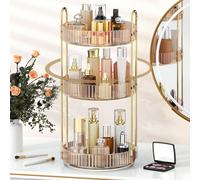 1 pièce Organisateur de maquillage rotatif à 360°, convient pour la coiffeuse, boîte de rangement transparente de grande capacité pour les soins de la peau et les parfums, organisateur de coiffeuse, i