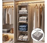 1 pièce Organisateur de placard suspendu multicouche avec tiroirs, étagère de garde-robe en tissu non tissé pliable, sac de rangement anti-poussière gain de place, convient pour l'organisation des vêt