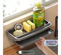 1 pièce Organisateur mural de cuisine avec support d'éponge, égouttoir à vaisselle. En plastique PP durable, gain d'espace, étagère au-dessus de l'évier pour éponge, savon, serviette. Design moderne g