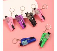 1 pièce Outil de rupture de vitre de voiture Porte-clés, 3 en 1 Briseur de verre et Coupe-ceinture de & Sifflet de survie, Outil d'évasion de voiture de porte-clés d'urgence Applicable à toutes les vo
