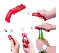 1 pièce Ouvre-bouteille créatif en forme de pistolet amusant, rouge/noir bicolore au choix, lanceur de bouchons de bouteilles de bière, ouverture par éjection en un clic, fournitures de cuisine, acces