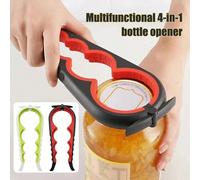 1 pièce Ouvre-bouteille multifonctionnel 4 en 1 pour le camping en plein air, ouvre-boîte de cuisine, ouvre-languette, ouvre-couvercle de bocal antidérapant et facile, ustensile de cuisine domestique 
