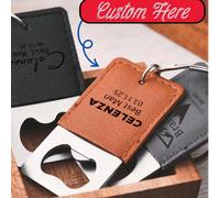 1 pièce Ouvre-bouteille personnalisé en acier inoxydable et cuir, porte-clés gravé avec initiale personnalisée pour hommes, cadeau pour les garçons d'honneur, fête des pères, anniversaire, cadeau d'an
