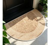 1 pièce Paillasson demi-circulaire à rayures marron clair, tapis de chambre, cuisine, buanderie, tapis d'entrée de maison à la mode, tapis de sol intérieur extérieur pour salon et entrée, design textu