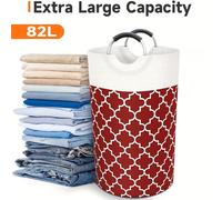 1 pièce Panier à linge extra large de 82 L - Panier de rangement pour vêtements pliable et durable avec poignées solides, convient pour dortoir, maison, buanderie - Disponible en gris/blanc/bleu/rouge