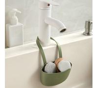 1 pièce Panier de drainage suspendu de cuisine, égouttoir à un niveau vert, support de éponge de lavabo portable sans perçage, panier suspendu, sac de rangement pour éponge et chiffon pour cuisine et 