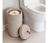 1 pièce Panier de rangement de papier toilette de style bohème, panier tressé à la main pour ranger les grands rouleaux de papier toilette, panier organisateur de salle de bain, boîte de mouchoirs pou