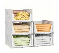 1 pièce Panier de rangement empilable et pliable, boîte organisatrice de tiroir. Rangement pour armoire, commode, étagère pour chambre, cuisine, bureau, présentoir pour collations M,SPolypropylène