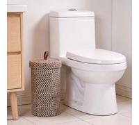 1 pièce Panier de rangement en corde de coton tressée bicolore pour papier toilette avec couvercle, porte-mouchoirs décoratif anti-poussière, accessoire pratique pour la maison, panier de rangement en